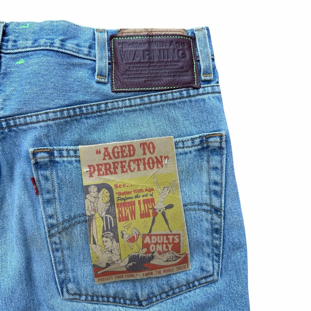 Size 36 - Better With Age Derby Plated Denim NEW
