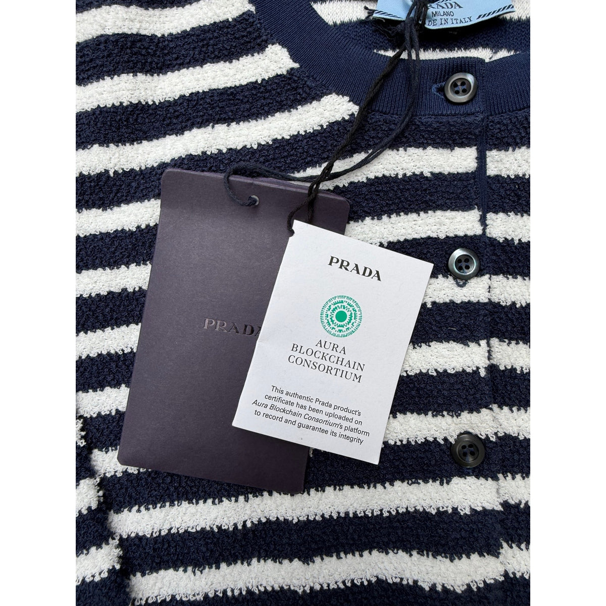 Size M - Prada Striped Bouclé Cardigan Sweater NEW