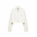 Size 42/US size 6 (L) Prada Cropped Denim Blouson Jacket NEW