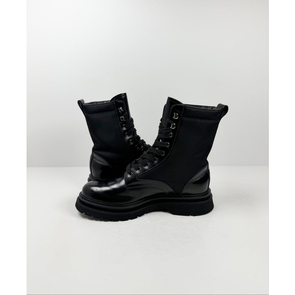 Size 7UK/8US - Prada Nylon Leather Combat Boots