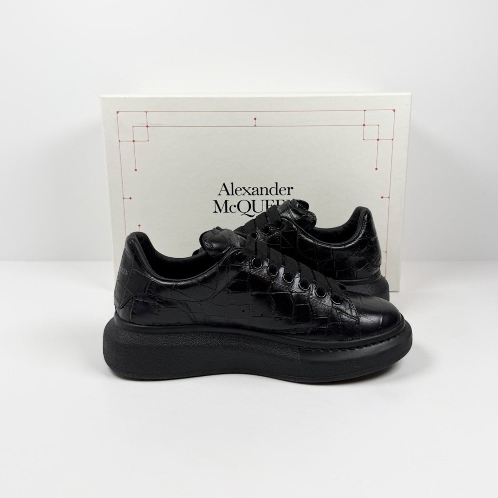 Size 6.5US - Alexander McQueen Black Crocodile Sneakers￼