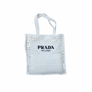 Prada Raffia Tote Bag White NEW