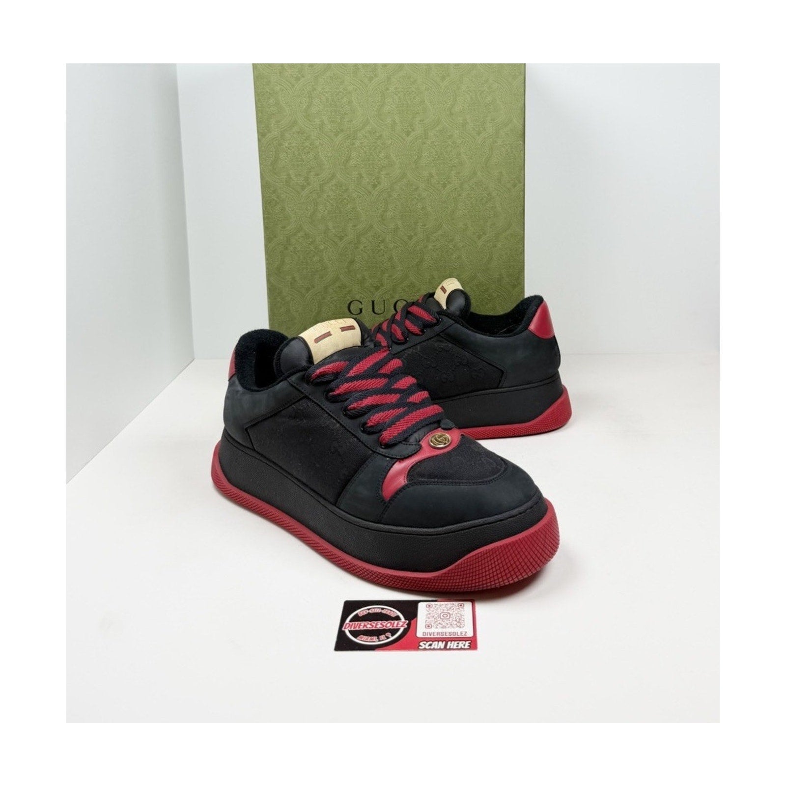 size 11.5US - Gucci Double Screener GG Black Red