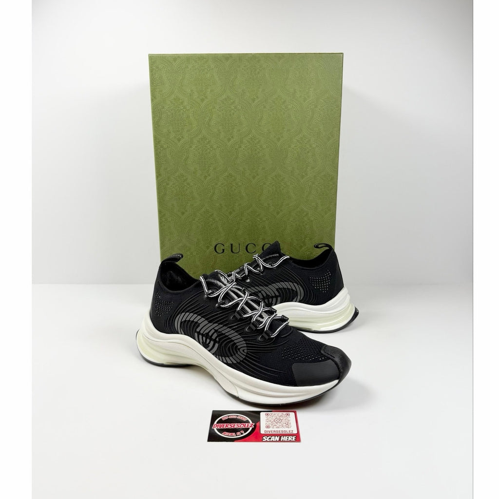 Size 7.5US - Gucci Run Knit Black Sneakers NEW