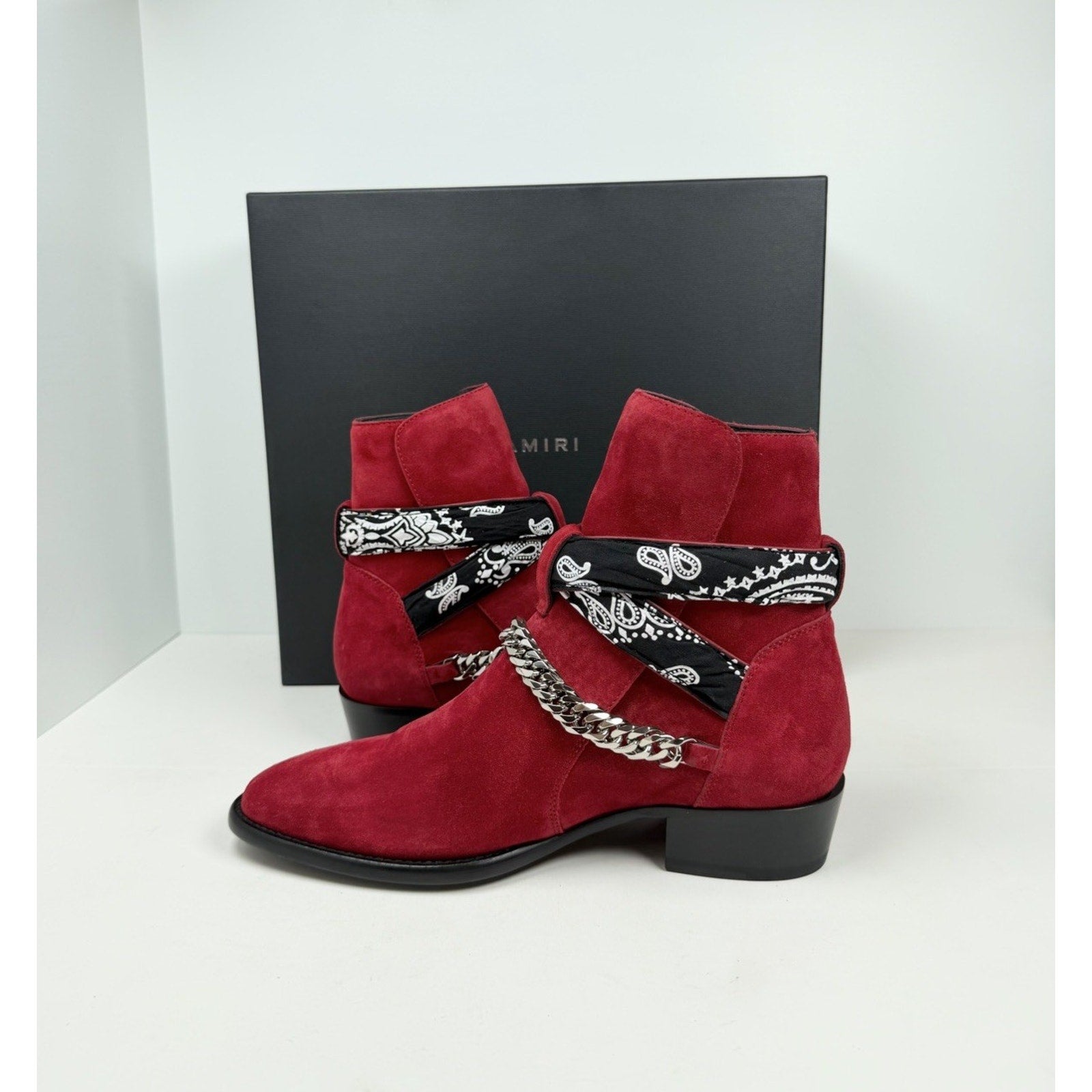 Size 7.5US - Amiri Chain Link Bandana Boots Merlot NEW