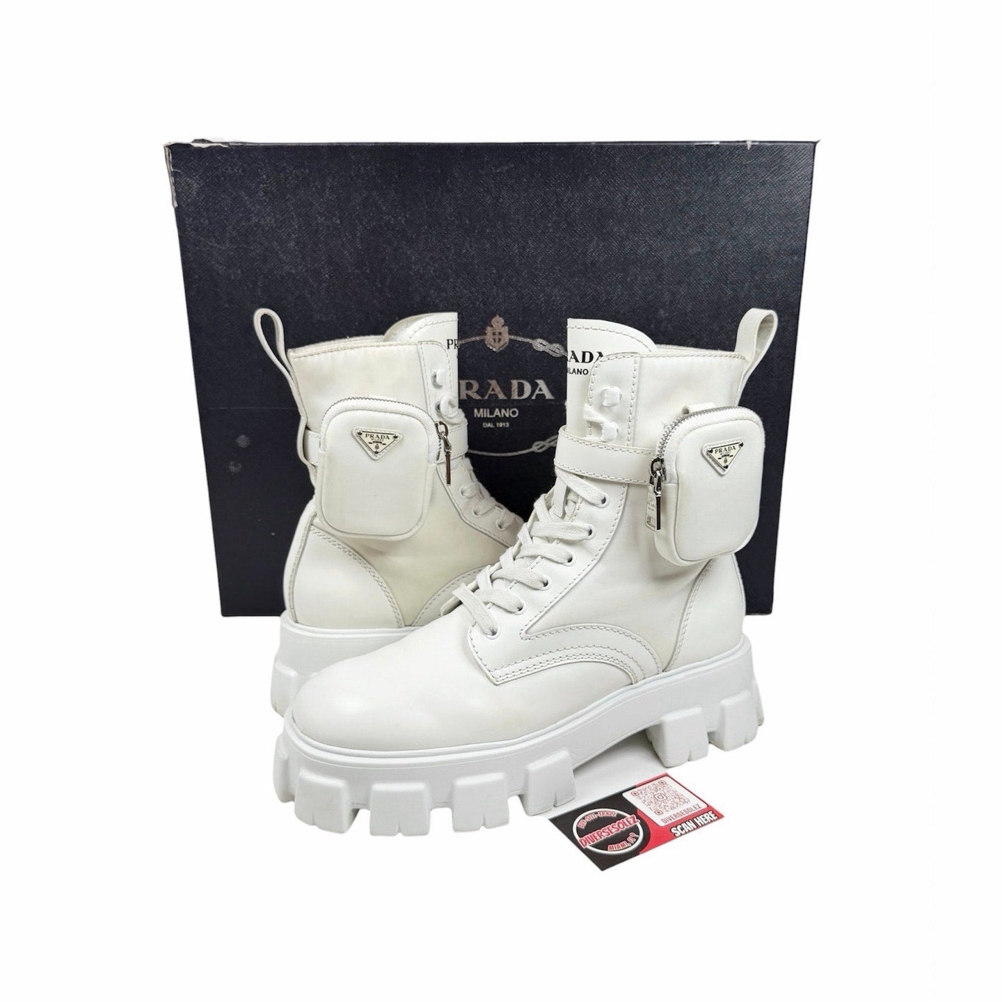 Size 9.5UK/10.5US - Prada Monolith Pouch Combat Boots