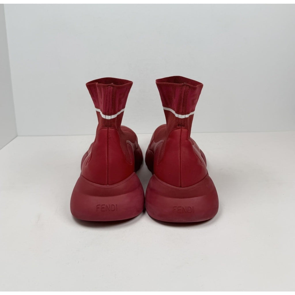 Size 7 - Fendi Technical Knit Logo Red High Top