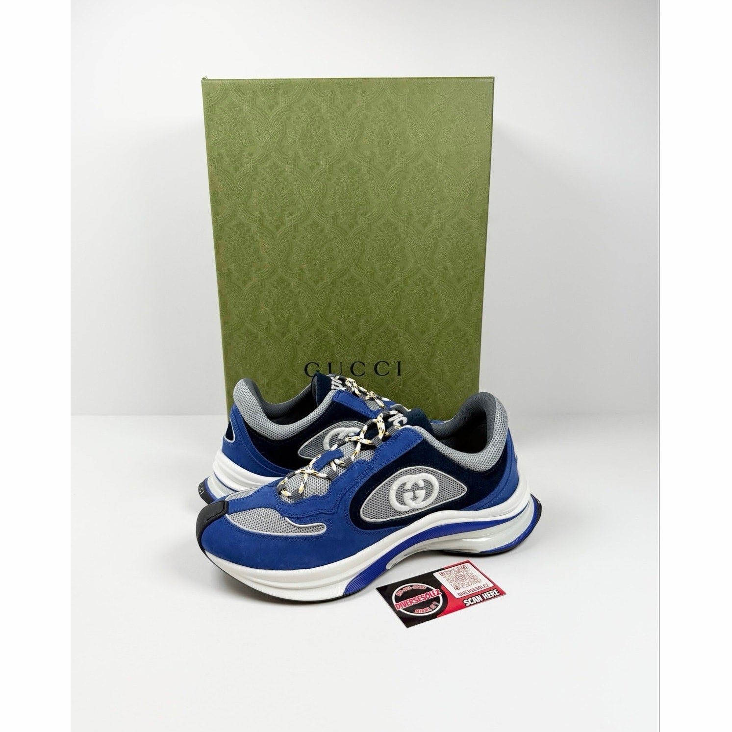 Size 8.5US - Gucci Run Sneaker Blue NEW