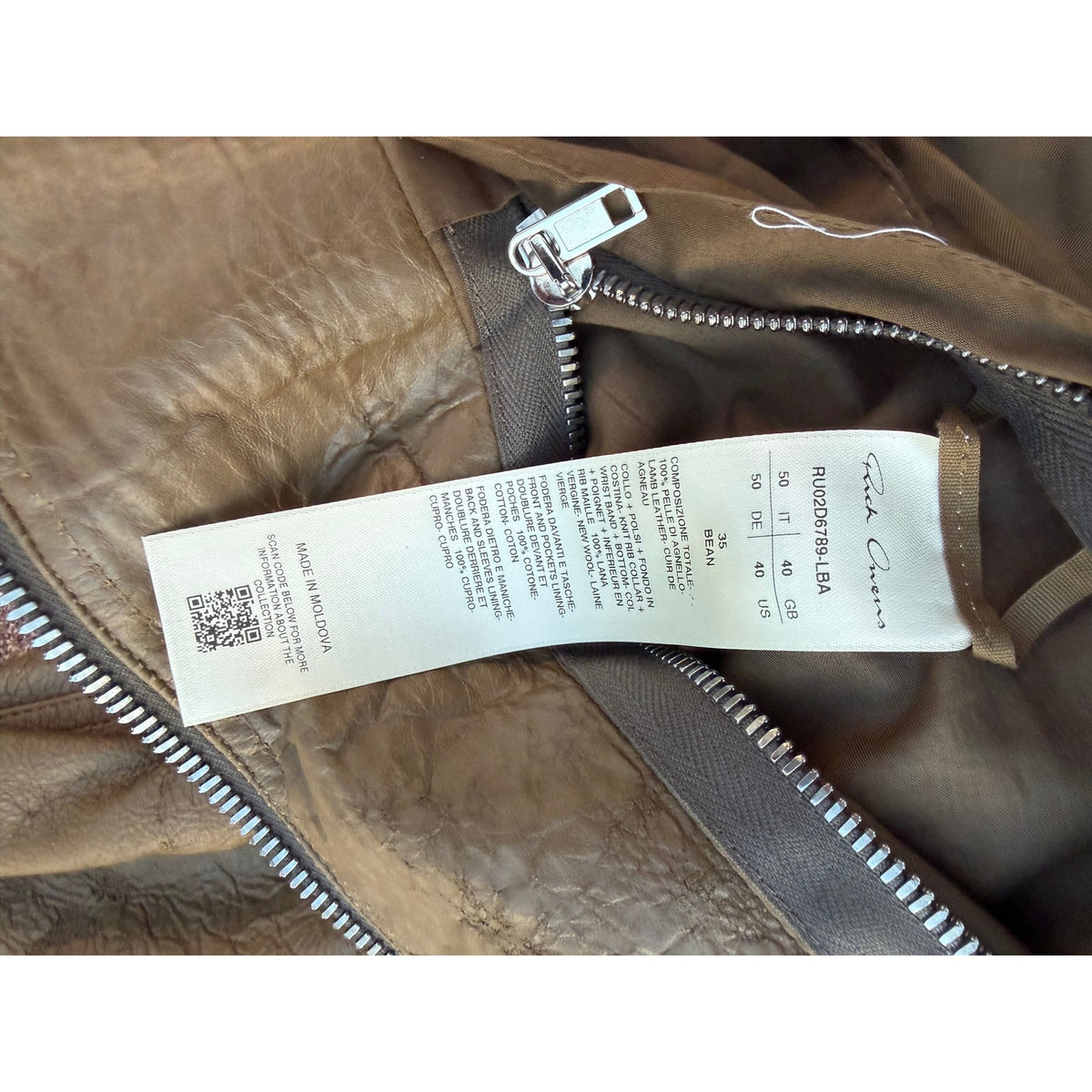 Size M - Rick Owens Leather Bomber Jacket