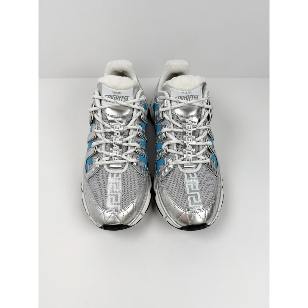 Size 40EU/7US - Versace Trigreca Silver Blue Sneakers NEW
