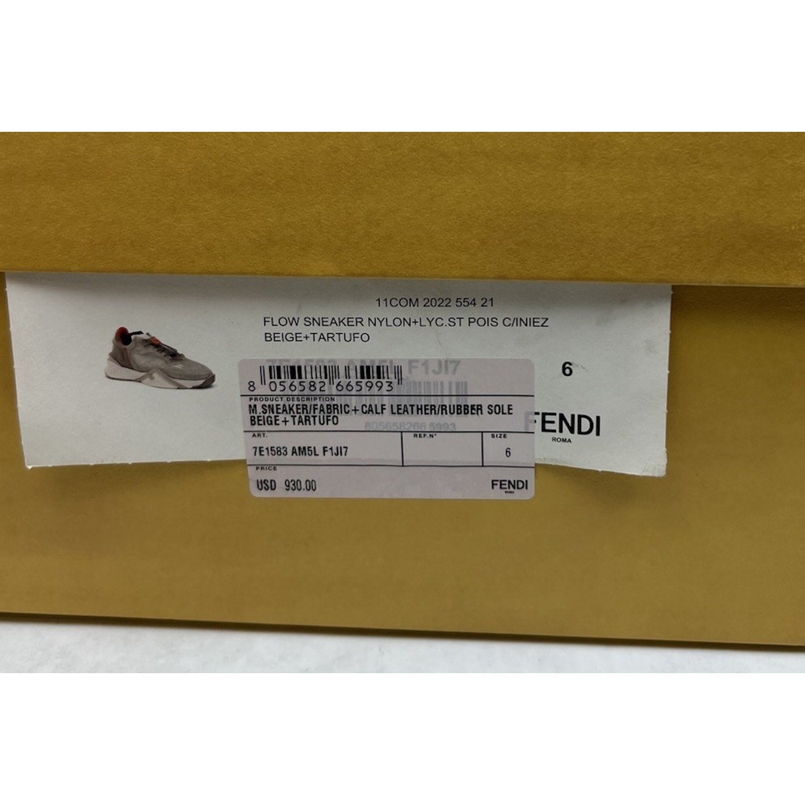 Size 6UK/7US - Fendi Flow Beige Nylon Low NEW