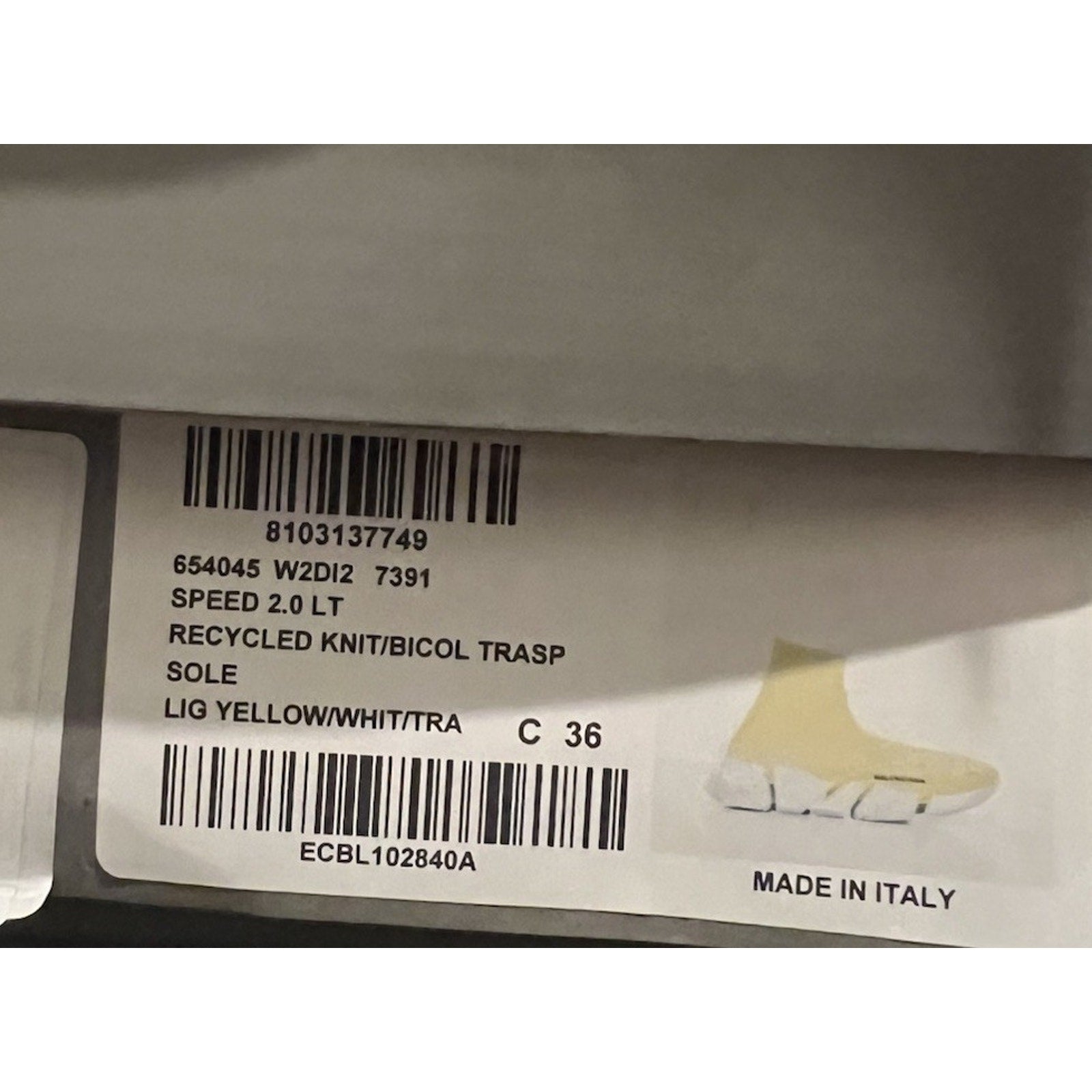 Size 36EU/6W - Balenciaga 2.0 Recycled Yellow Speed NEW