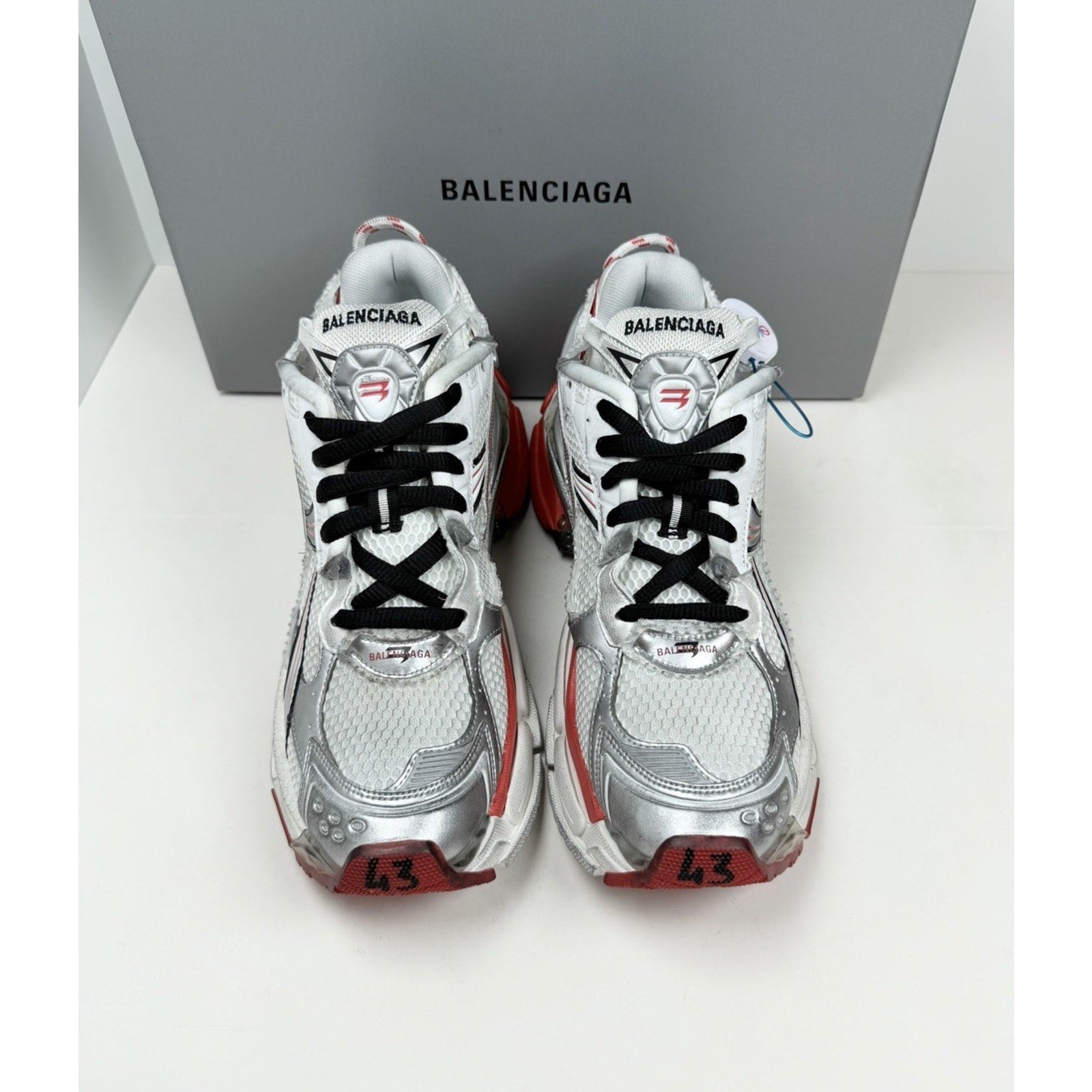 Size 43EU/10US - Balenciaga Runner White Red Black NEW