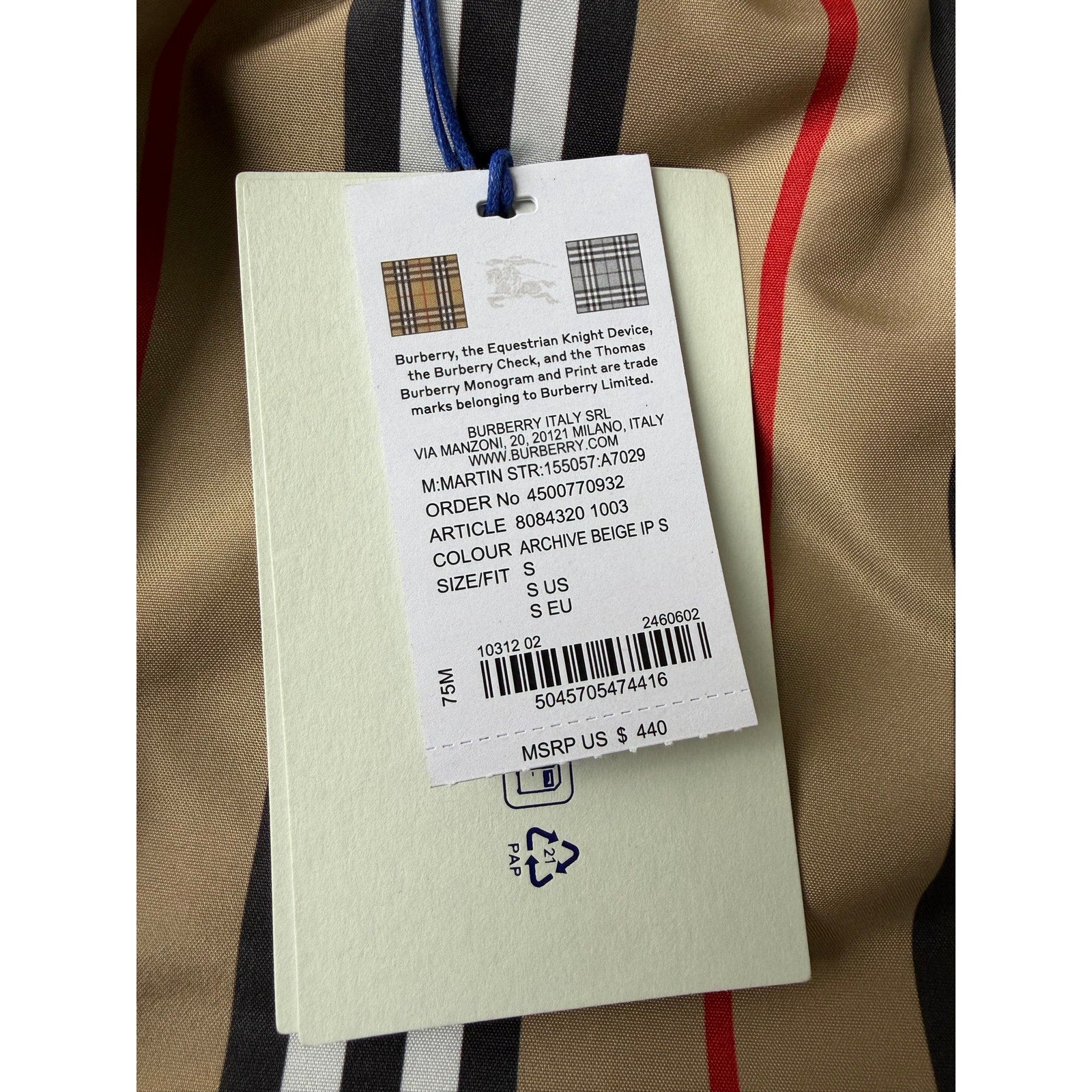 Size S - Burberry Check Swim Shorts NEW