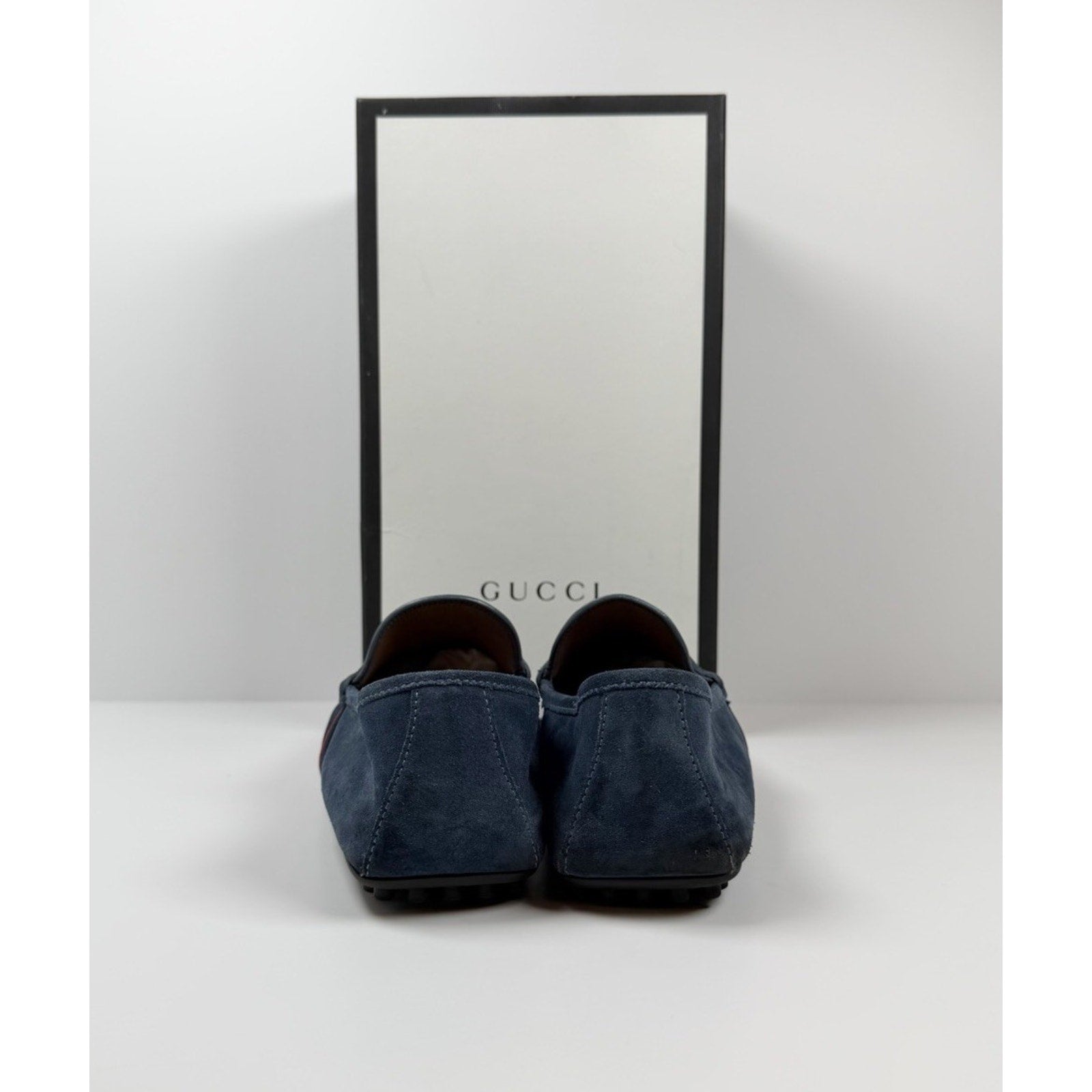 Size 9US - Gucci Blue Suede Web Accent Loafers