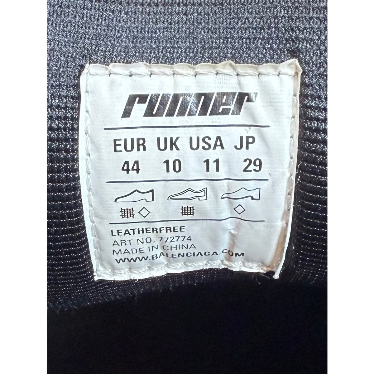 Size 44EU/11US - Balenciaga Runner Black White