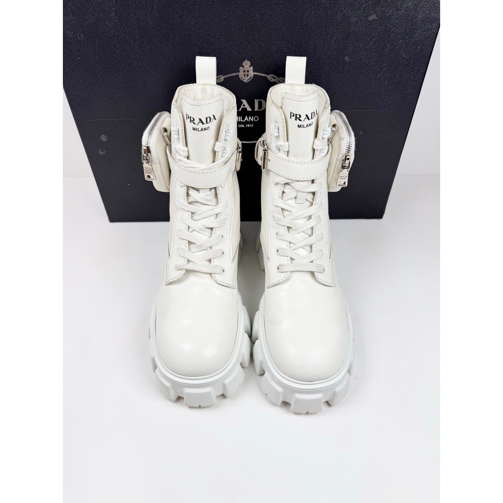 Size 9.5UK/10.5US - Prada Monolith Pouch Combat Boots