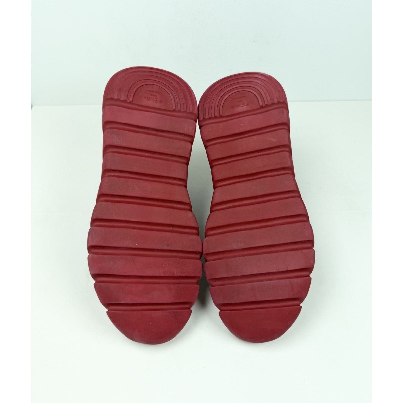 Size 7 - Fendi Technical Knit Logo Red High Top
