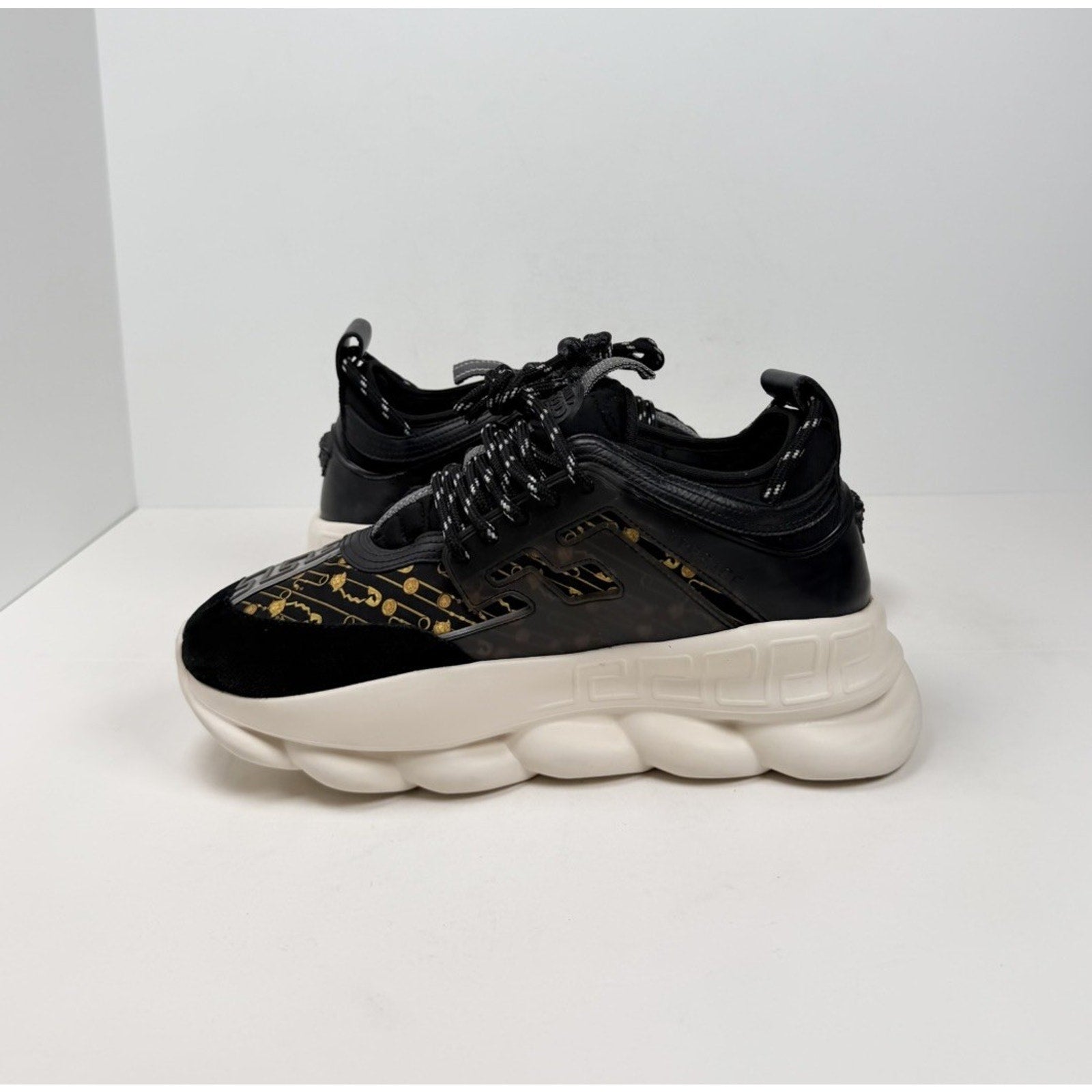 Size 40EU/7US - Versace Chain Reaction Black Sneakers🖤 RETAIL $1K!