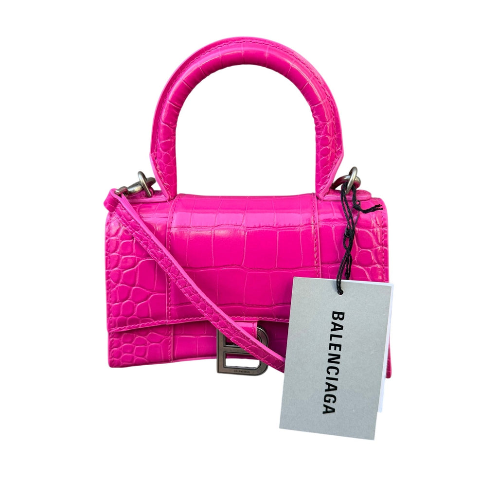 Balenciaga Croc Leather XS Hourglass Top Handle Bag NEW