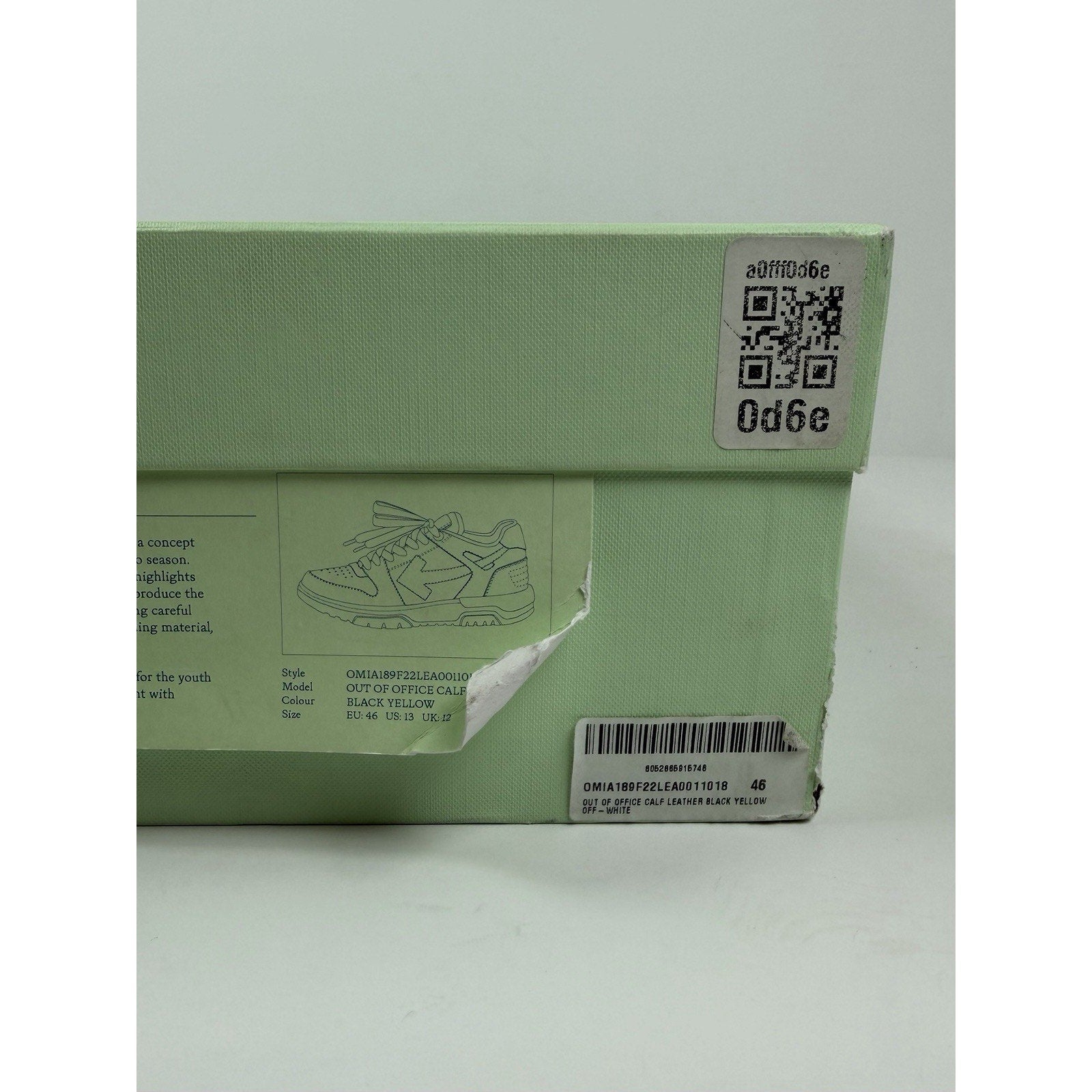 Size 46EU/13US- Off-White Out Of Office Black Yellow Sneaker