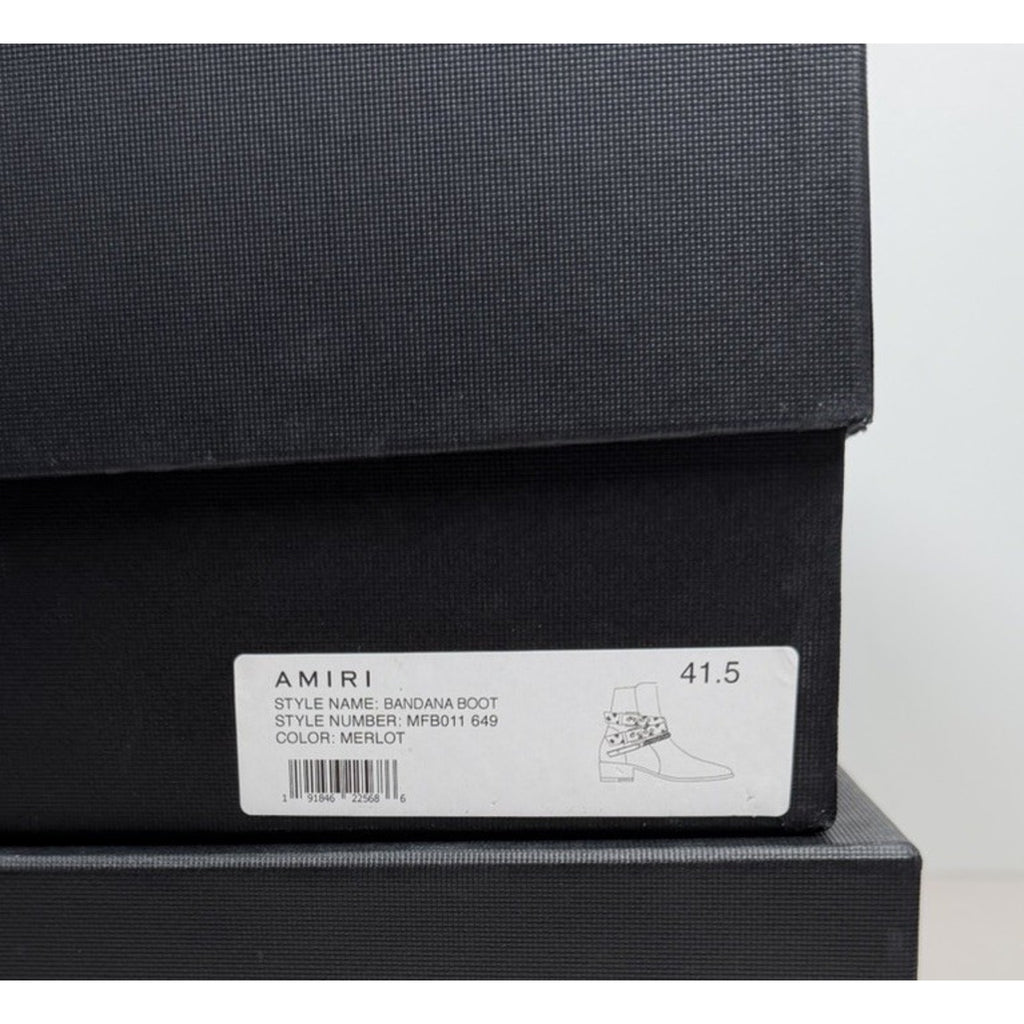 Size 8.5US - Amiri Chain Link Bandana Boots Merlot NEW