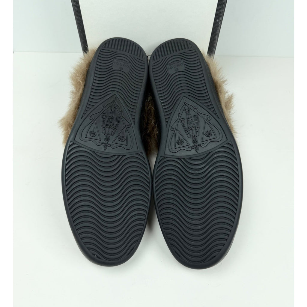 Size 11US - Gucci Ace Web Embroidered Fur/Leather NEW