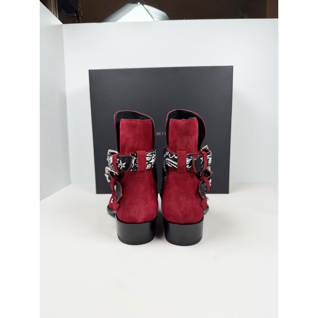 Size 8.5US - Amiri Chain Link Bandana Boots Merlot NEW