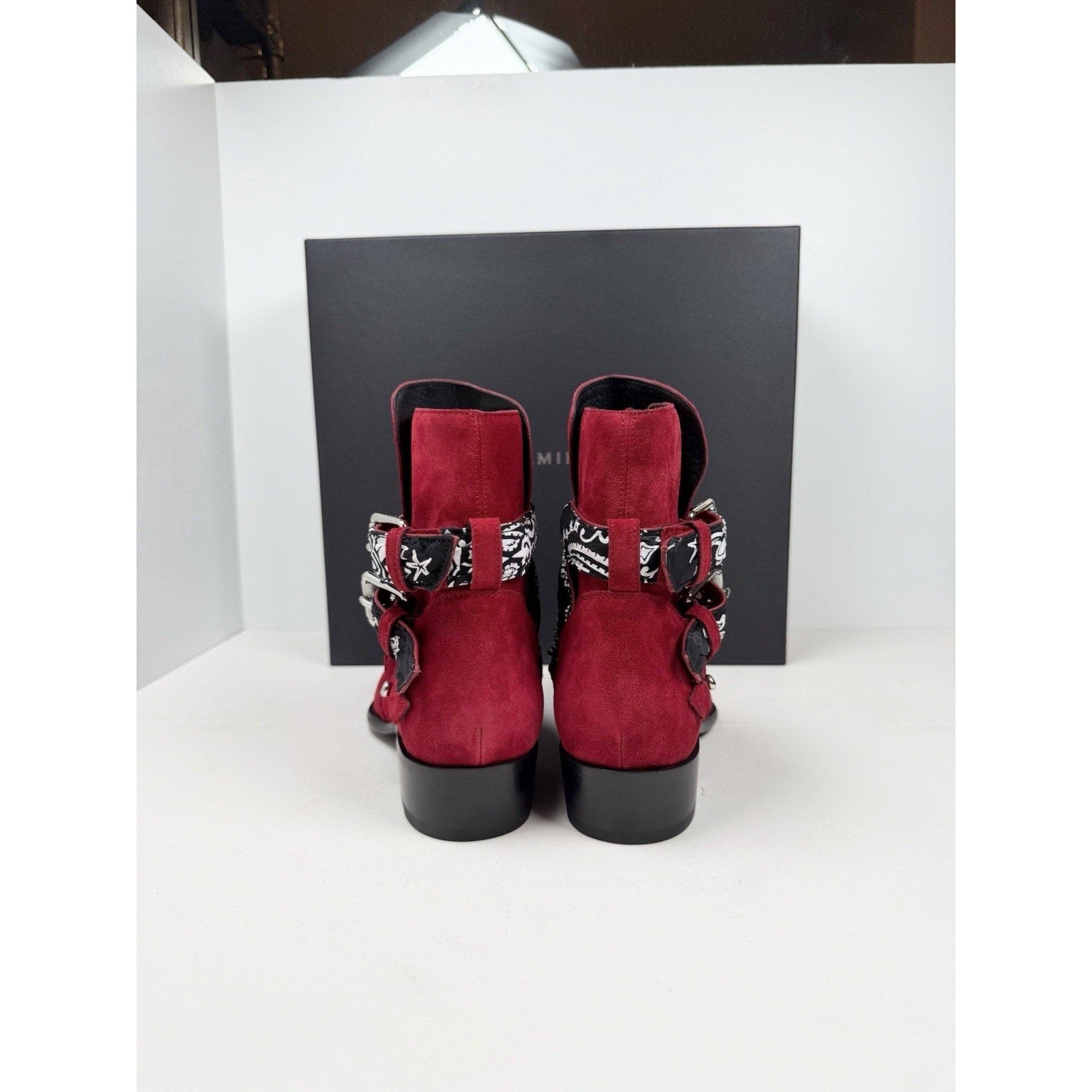 Size 8.5US - Amiri Chain Link Bandana Boots Merlot NEW