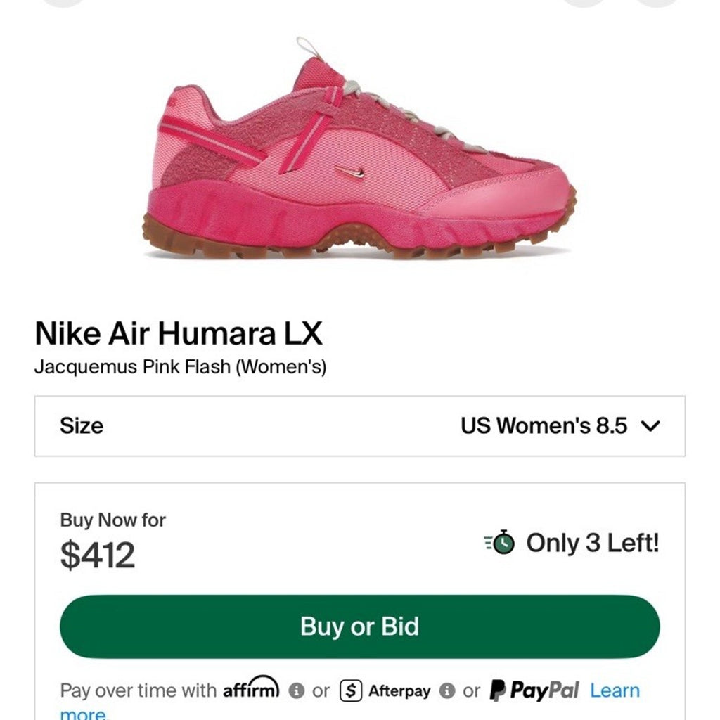Size 8.5W - Jacquemus x Nike Air Humara LX Pink