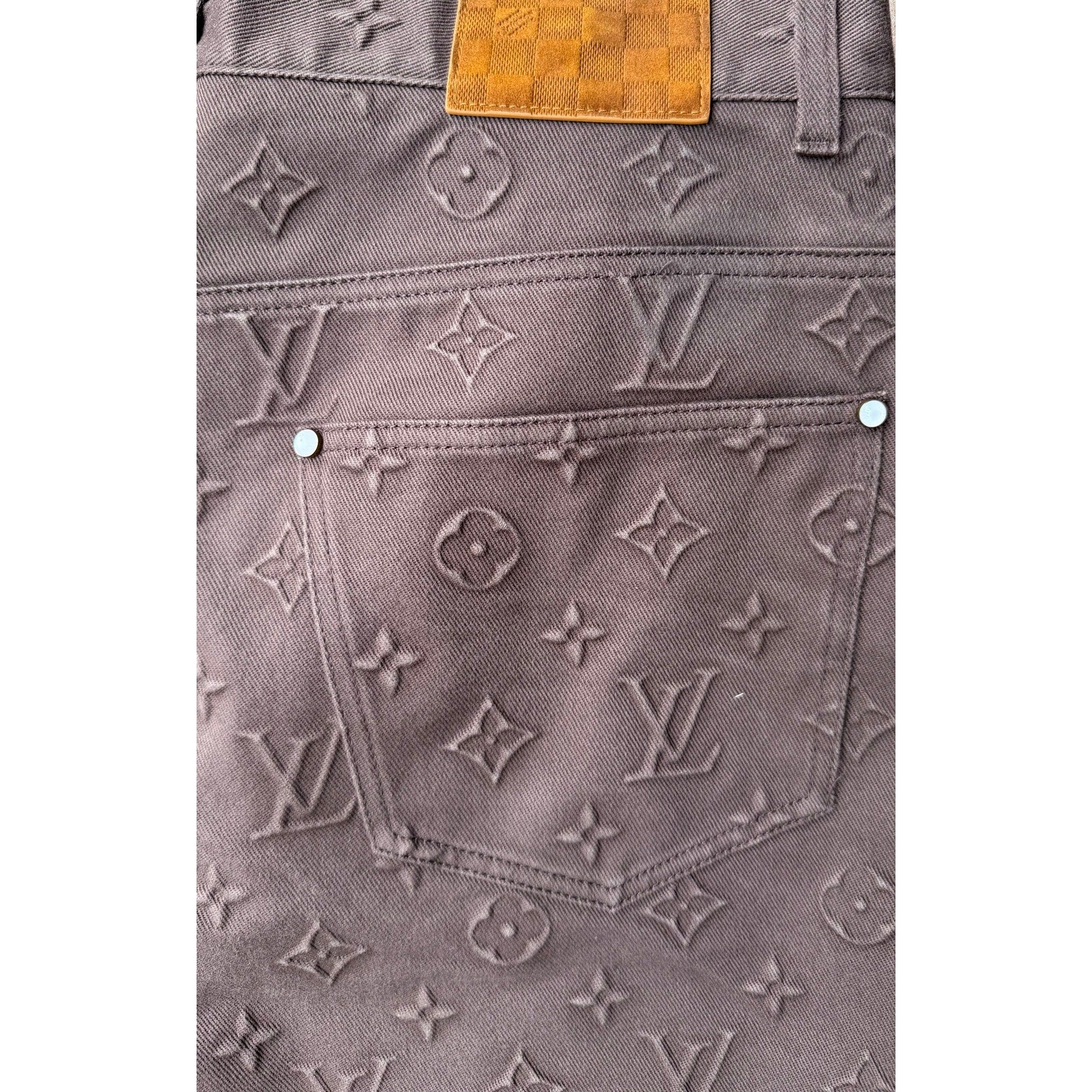 Size 36 - Louis Vuitton Embossed Logo Brown Jeans