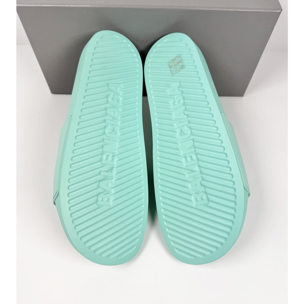 Size 11 - Balenciaga Mint Rubber Pool Sandals NEW!