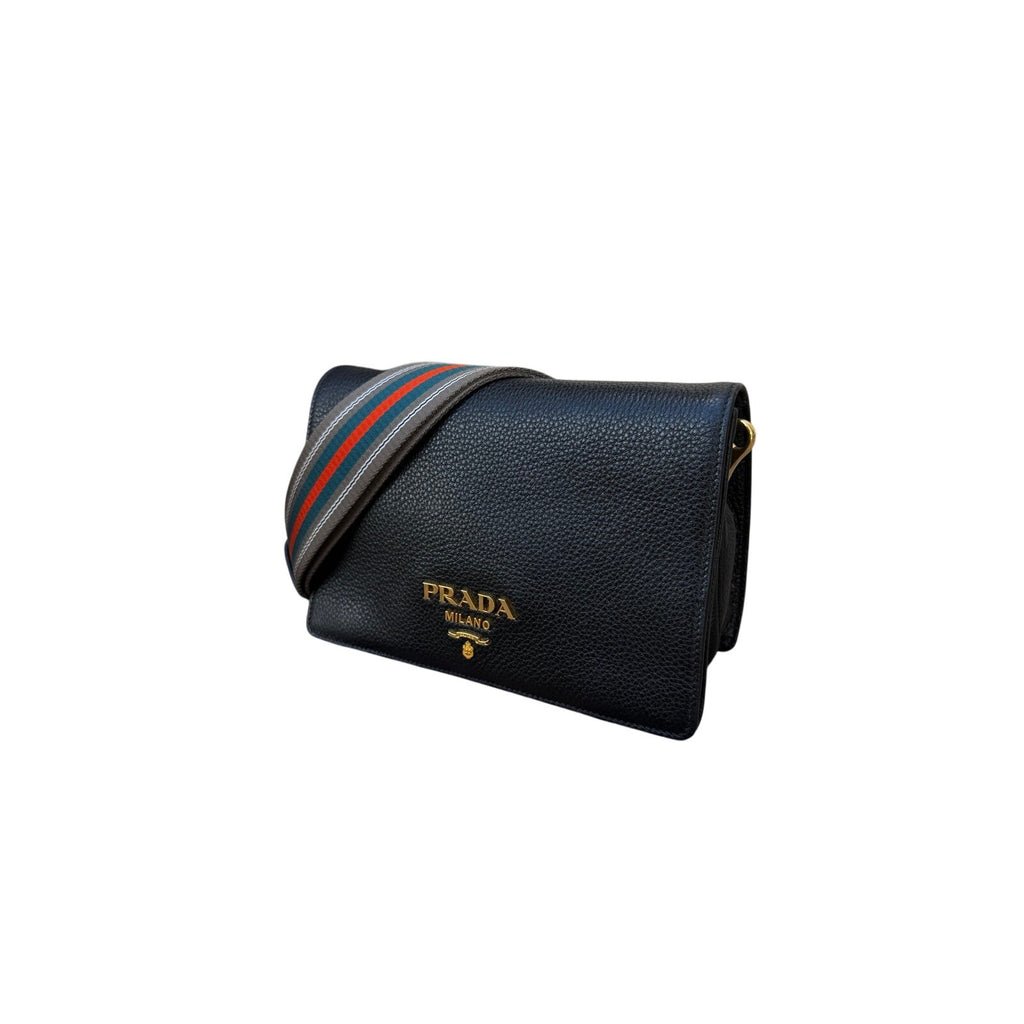 Prada Vitello Daino Double Strap Flap Crossbody Bag NEW