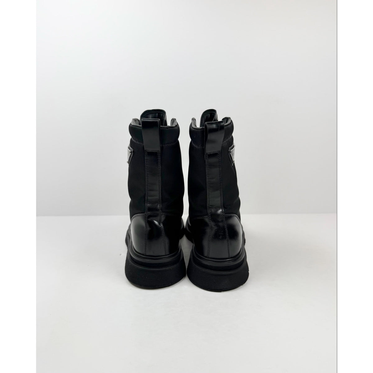 Size 7UK/8US - Prada Nylon Leather Combat Boots