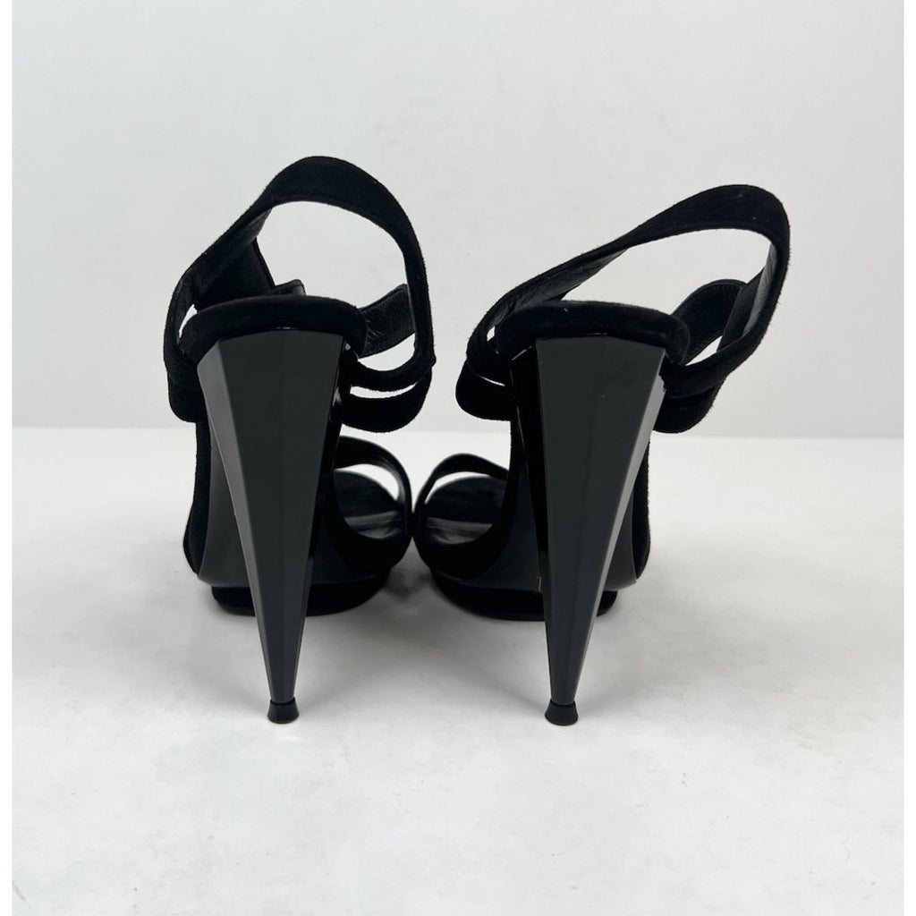 Size 36.5EU/6.5W - Gucci Black Suede Liberty Slingback Heels