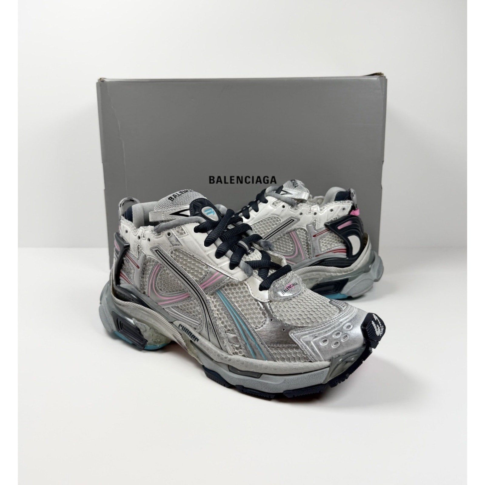 Size 42EU/9US - Balenciaga Runner Grey Pink Blue NEW