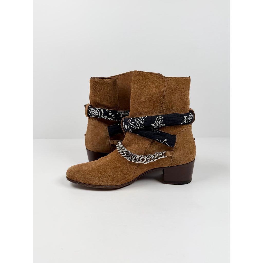 Size 37/7 - Amiri Bandana Chain Link Buckle Beige Boots