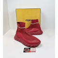 Size 7 - Fendi Technical Knit Logo Red High Top