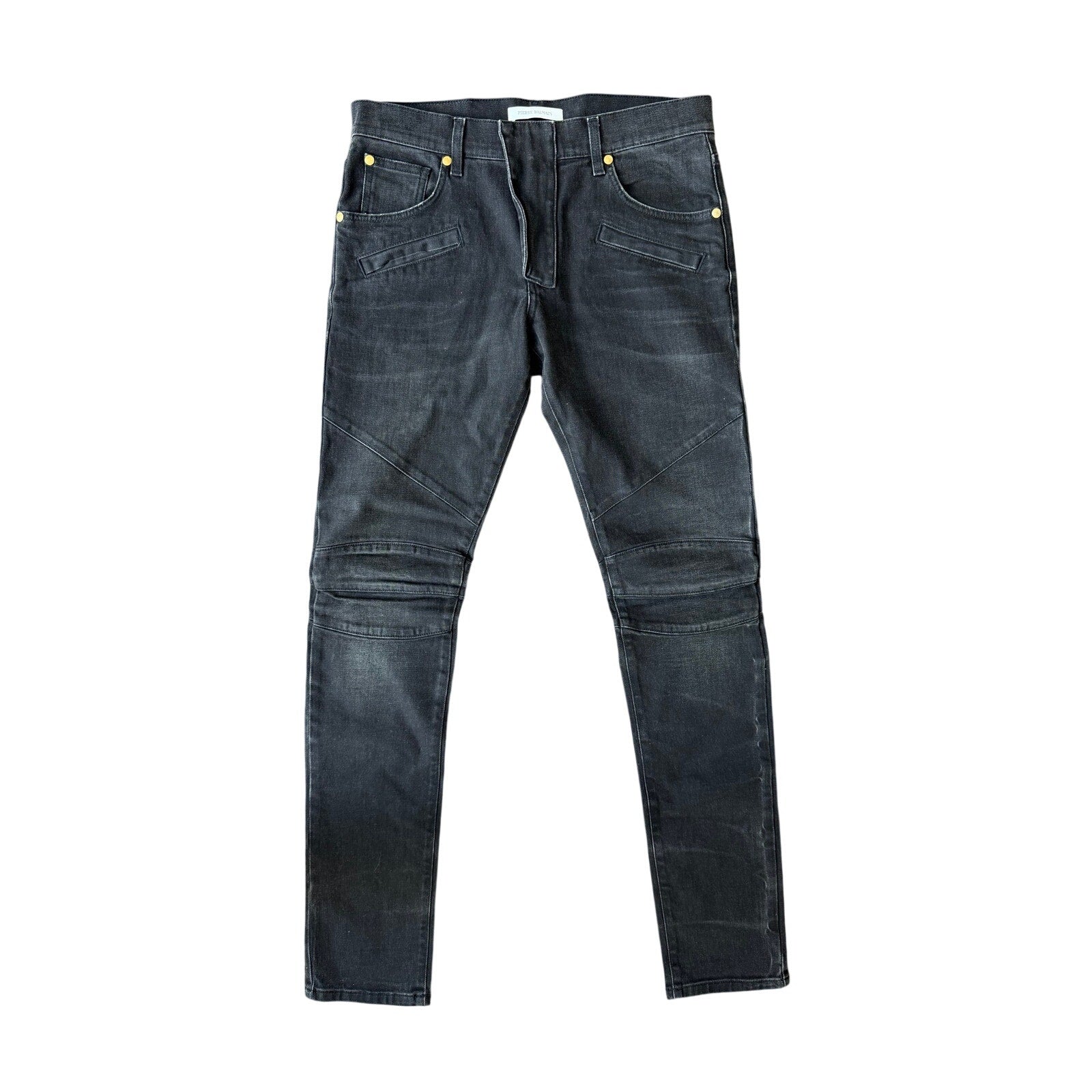 Size 34 - Balmain Waxed Biker Denim Jeans