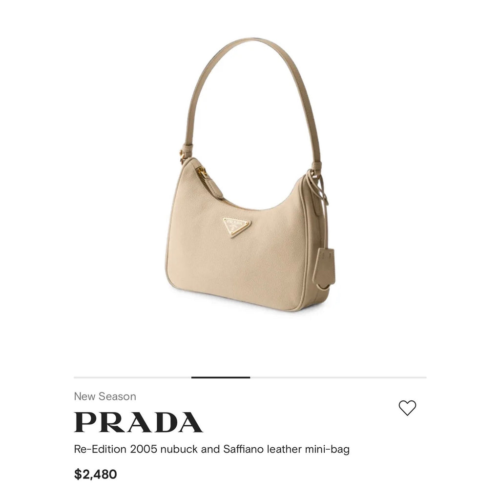Prada Re-Edition 2005 nubuck & Saffiano leather mini-bag NEW