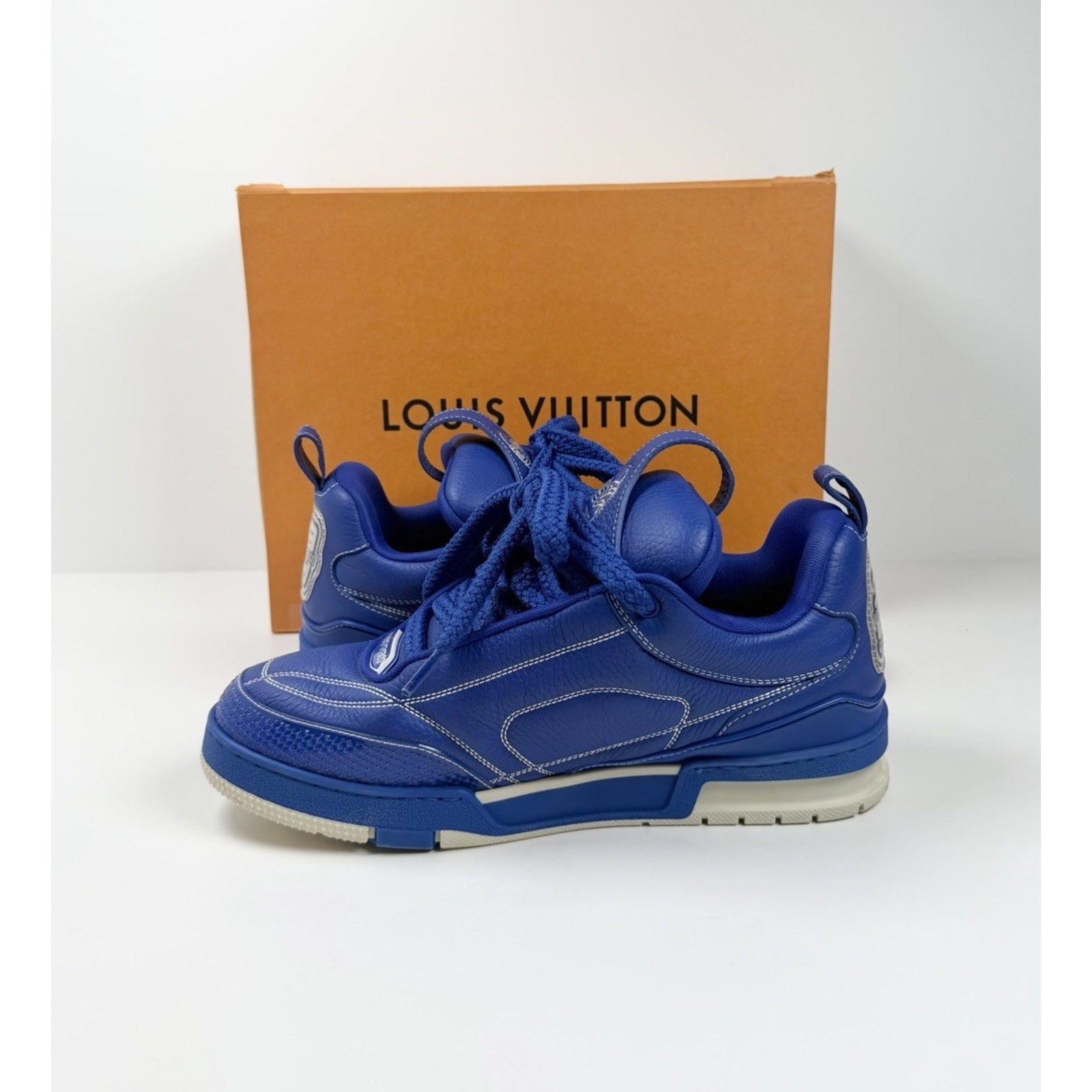 Size 9.5LV/10.5US - Louis Vuitton Skate Leather Blue Sneakers