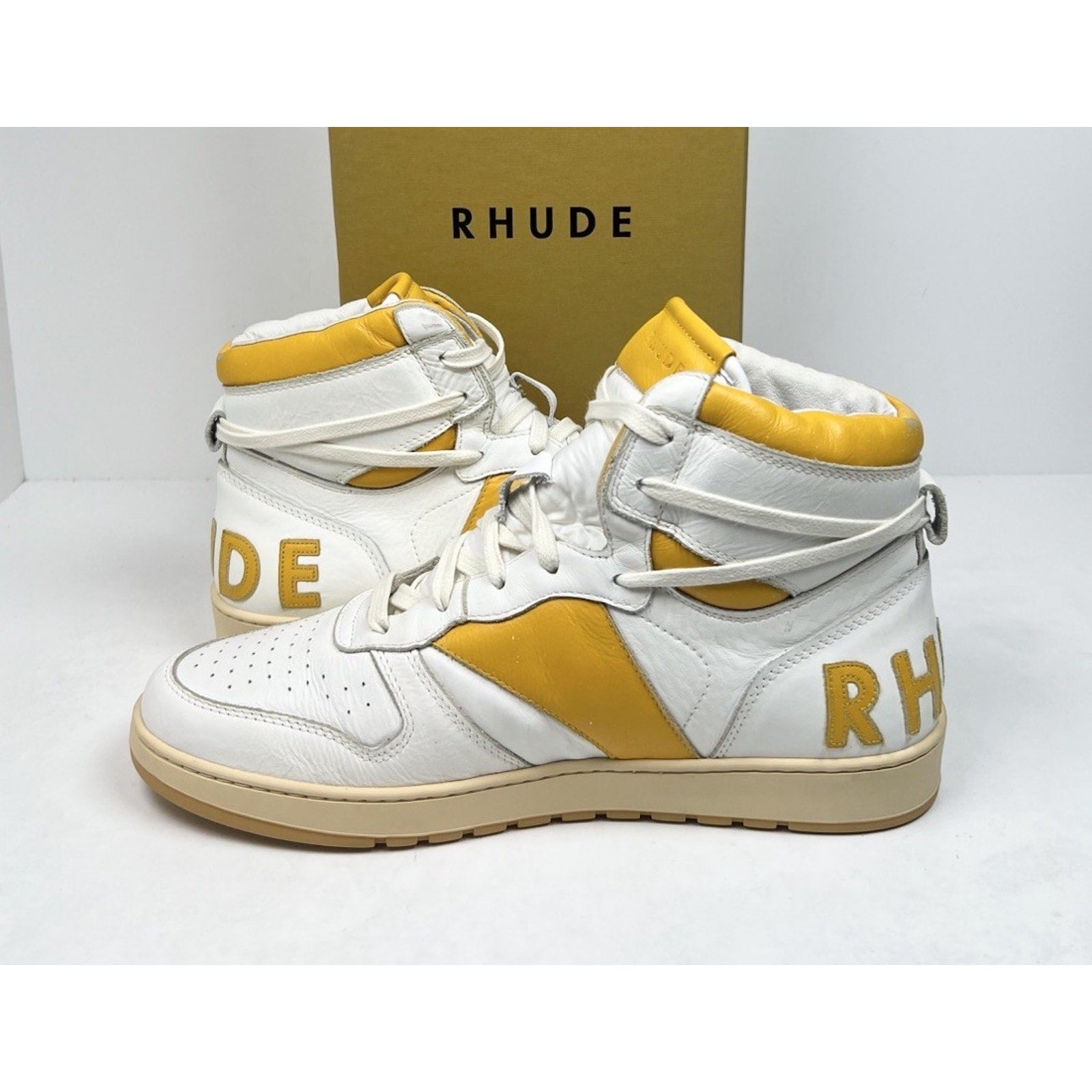 Size 10US - Rhude Yellow Rhecess Leather High NEW
