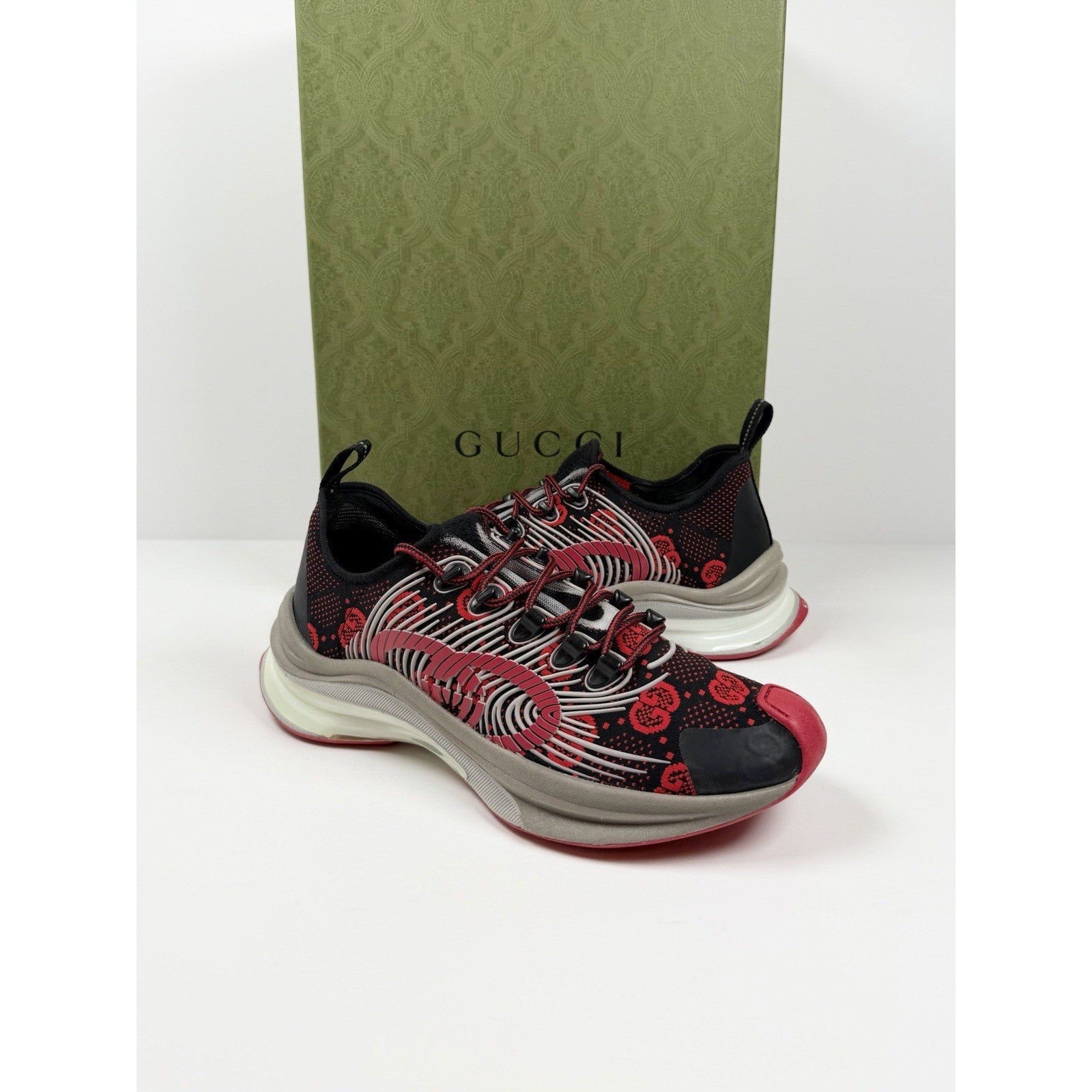 Size 6.5US - Gucci Run GG Red Sneakers NEW