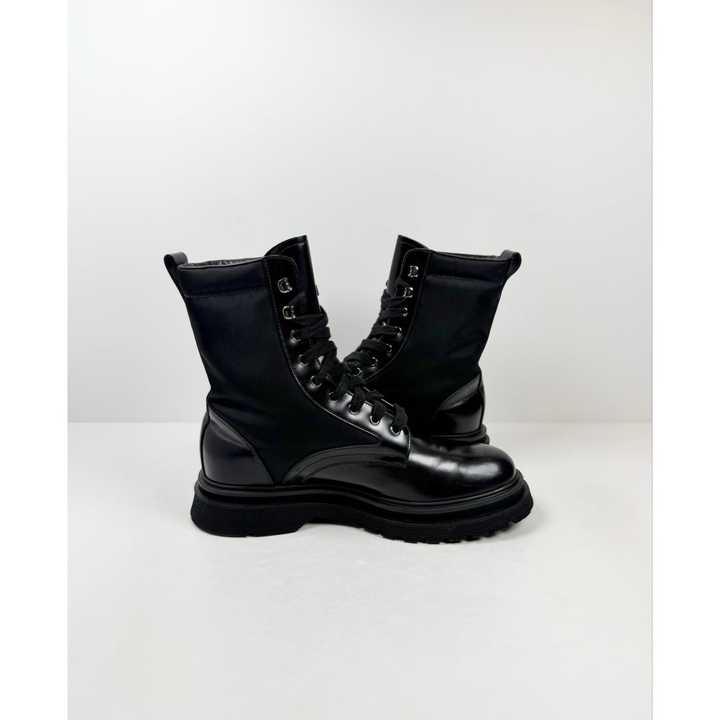 Size 7UK/8US - Prada Nylon Leather Combat Boots