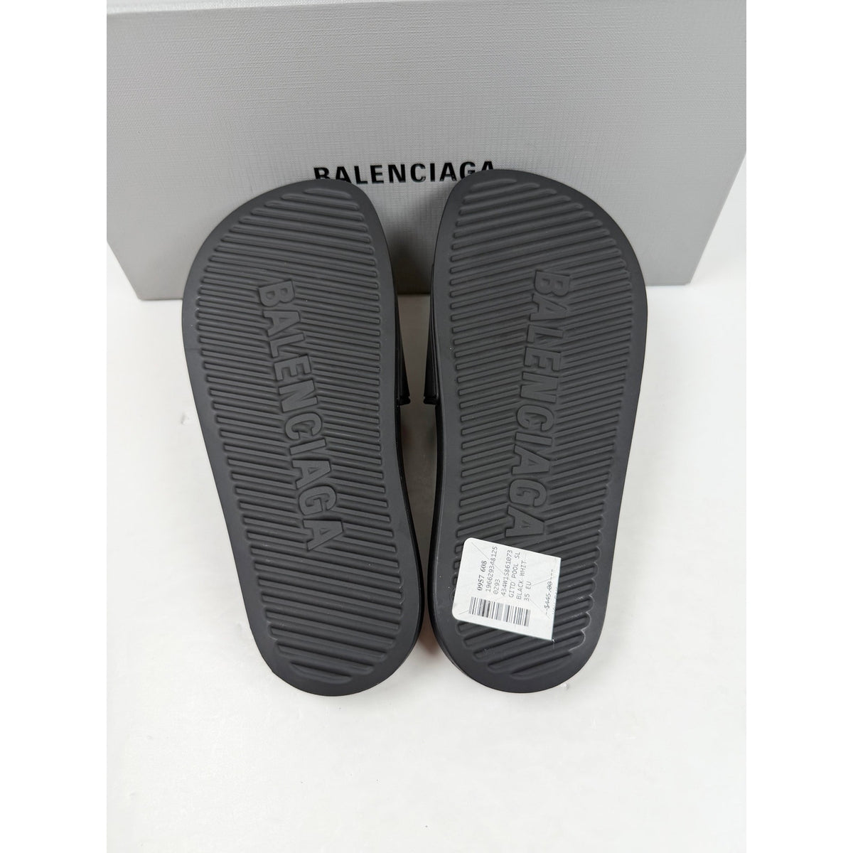 Size 35/5 - Balenciaga Slides Black Glow Womens NEW