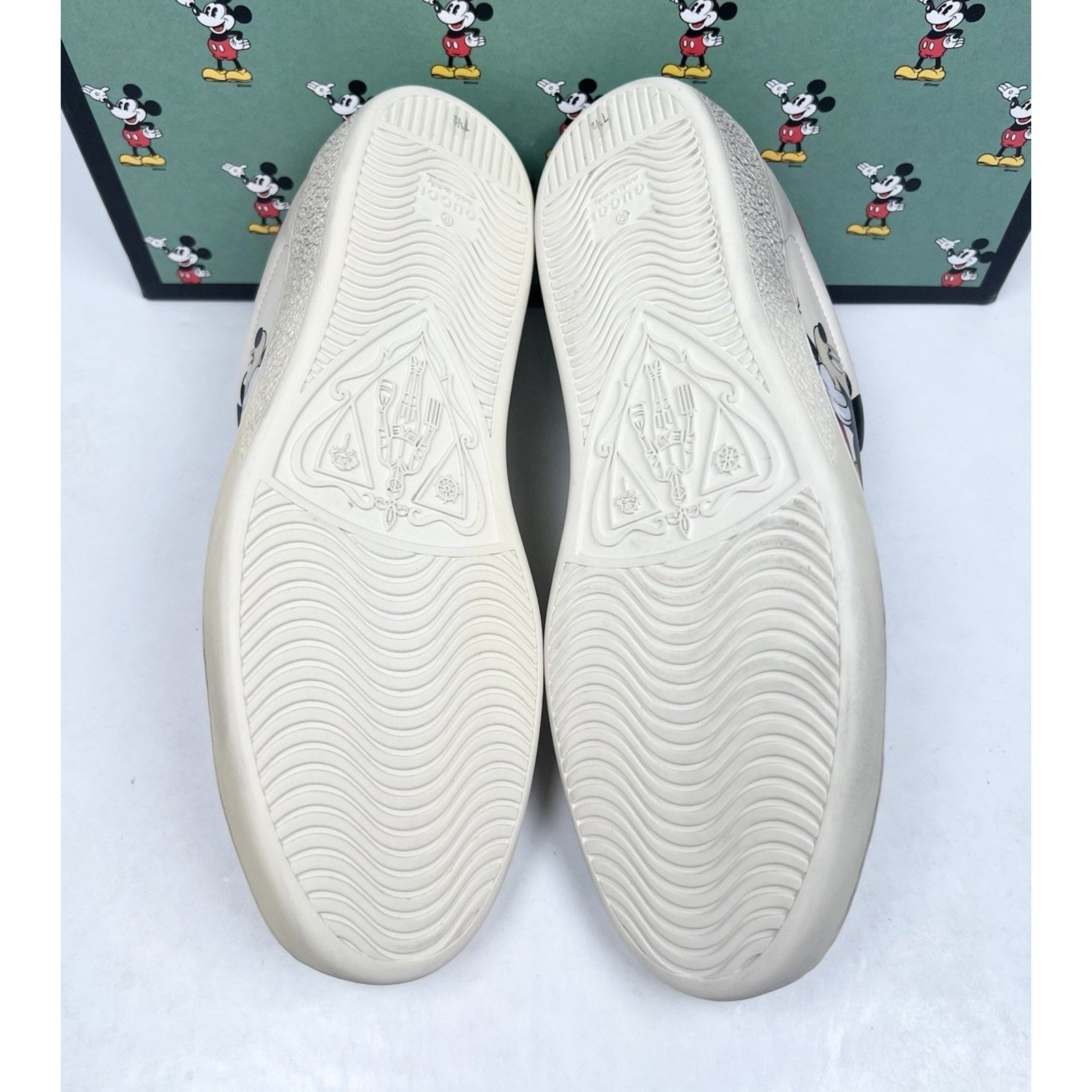 Size 8US - Gucci Ace x Disney “Mickey” Ivory Leather NEW