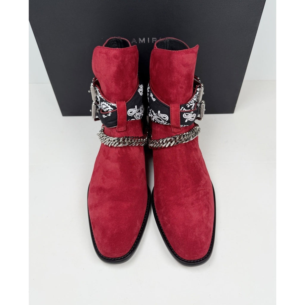 Size 7.5US - Amiri Chain Link Bandana Boots Merlot NEW