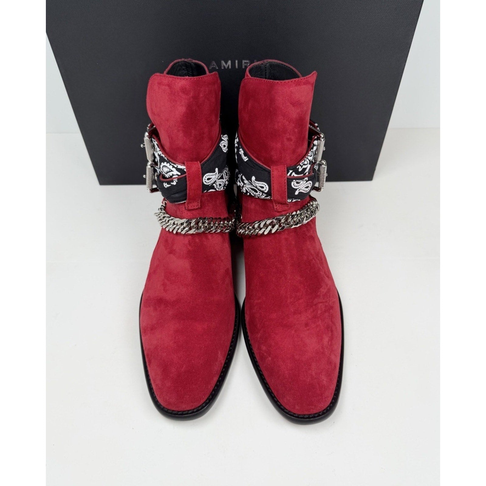 Size 7.5US - Amiri Chain Link Bandana Boots Merlot NEW