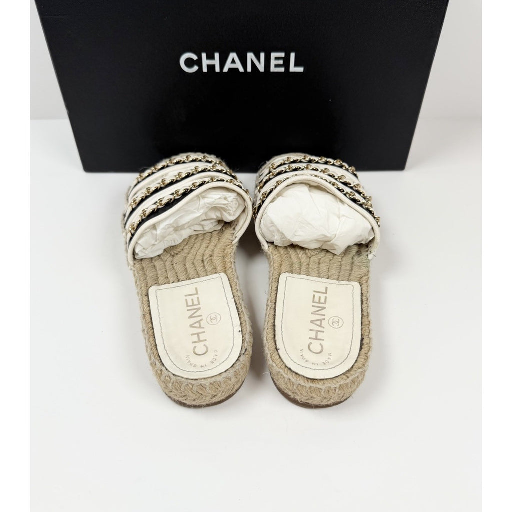 Size 36EU/6W - Chanel Chain Link Leather Espadrilles