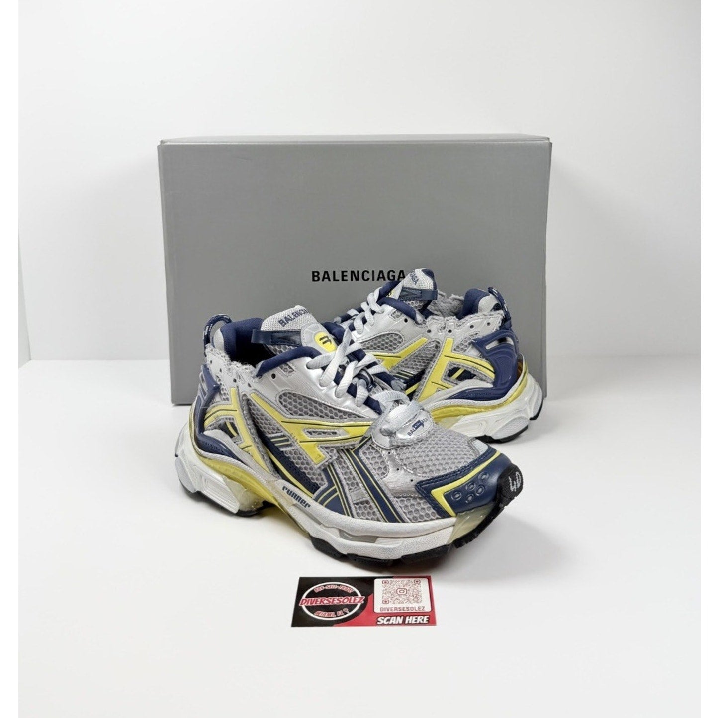 Size 40EU/7US - Balenciaga Runner Grey Blue Yellow NEW!